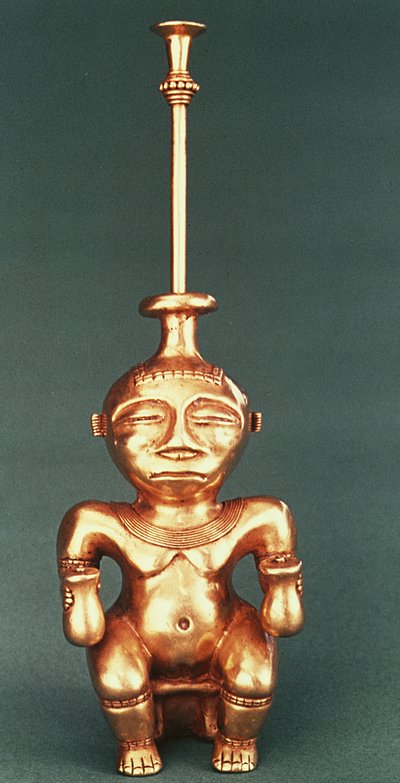 Contenedor de lima de oro fundido, Quimbaya de Pre Columbian